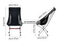 Кресло туристическое Naturehike YL06 складное, черное, высокая спинка, до 150 кг