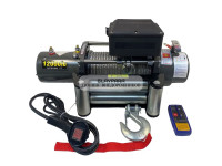 Лебедка электрическая 12V Electric Winch SC 12000lbs / 5443 кг IP66 стальной трос (влагозащита, радиоуправление, высокая скорость)