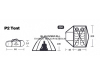 Палатка Naturehike P-Series 2-местная, алюминиевый каркас, темно-зеленый